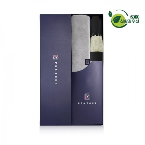 PGA 친환경그린 3단완전자동 우산+200g코마사타올세트