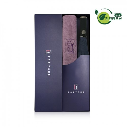 PGA 친환경그린 2단자동 우산+190g호텔타올세트