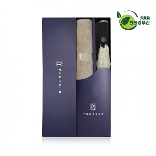 PGA 친환경그린 2단자동 우산+130g면사타올세트