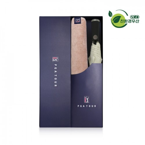 PGA 친환경그린 2단자동 우산+180g모달사타올세트