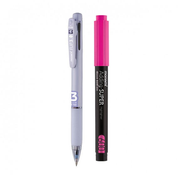 상품 이미지: 모나미 플립3색볼펜 에딩슈퍼형광펜 세트