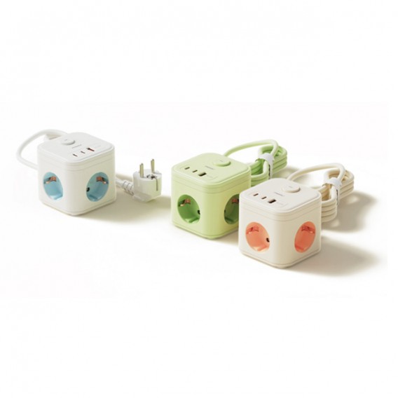상품 이미지: 무아스 마카롱 3구 USB 고용량 큐브 멀티탭